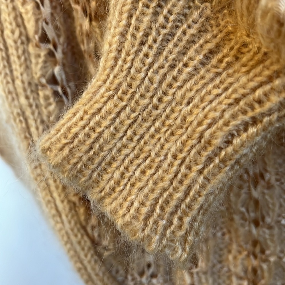 Alexa Grace Gold Wool & Mohair Blend Cardigan ribbon & pearl details Size Medium - Picture 9 of 17